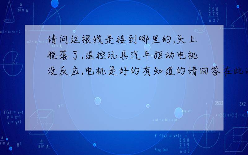 请问这根线是接到哪里的,头上脱落了,遥控玩具汽车驱动电机没反应,电机是好的有知道的请回答在此谢谢了