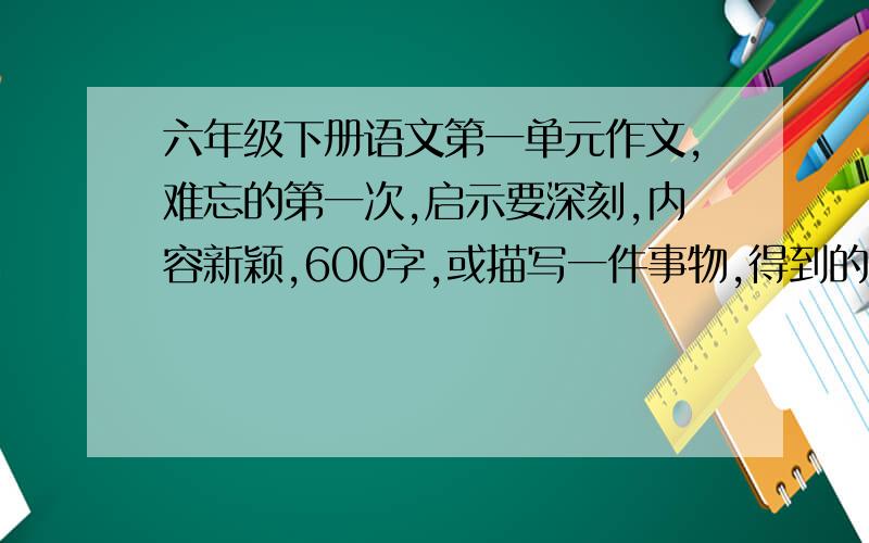 六年级下册语文第一单元作文,难忘的第一次,启示要深刻,内容新颖,600字,或描写一件事物,得到的