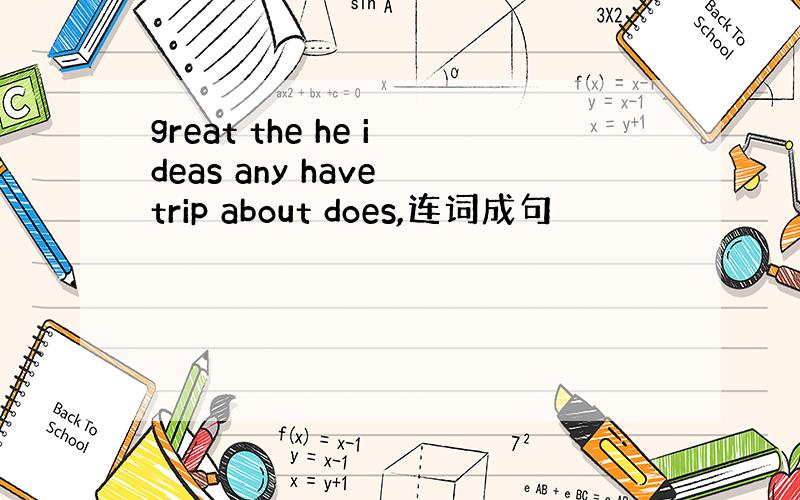 great the he ideas any have trip about does,连词成句