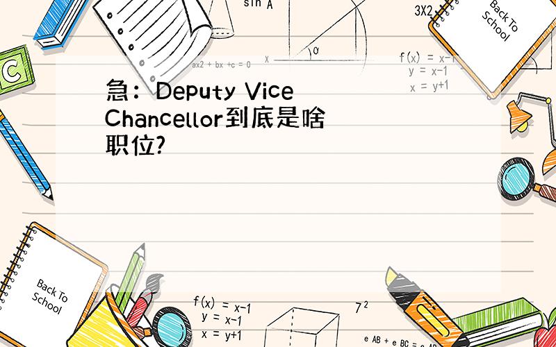 急：Deputy Vice Chancellor到底是啥职位?