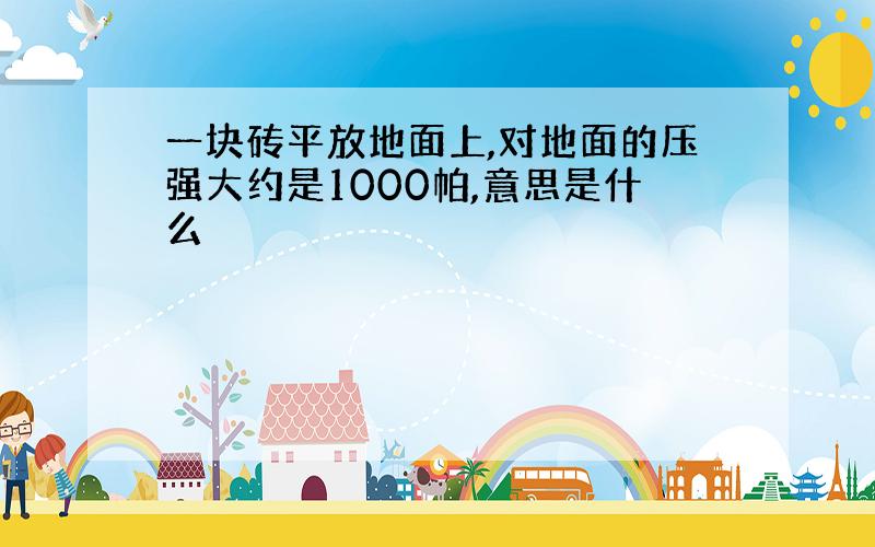 一块砖平放地面上,对地面的压强大约是1000帕,意思是什么