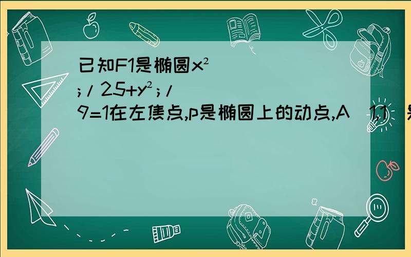 已知F1是椭圆x²;/25+y²;/9=1在左焦点,p是椭圆上的动点,A(1,1)是一定点,则PA+