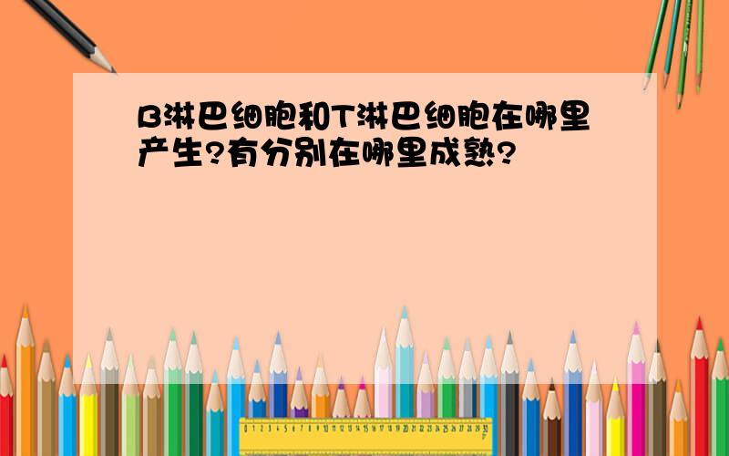 B淋巴细胞和T淋巴细胞在哪里产生?有分别在哪里成熟?