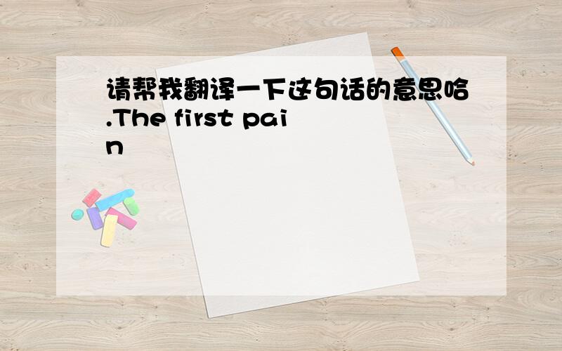 请帮我翻译一下这句话的意思哈.The first pain