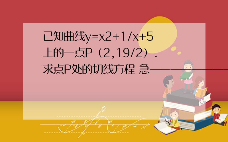 已知曲线y=x2+1/x+5上的一点P（2,19/2）.求点P处的切线方程 急——————————————我化不下去了我