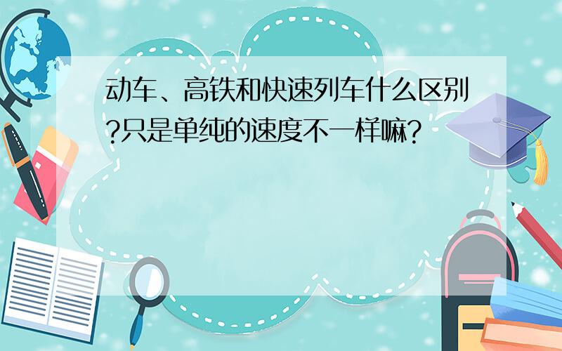 动车、高铁和快速列车什么区别?只是单纯的速度不一样嘛?