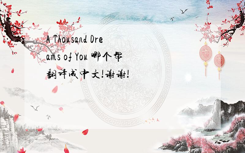 A Thousand Dreams of You 哪个帮翻译成中文!谢谢!