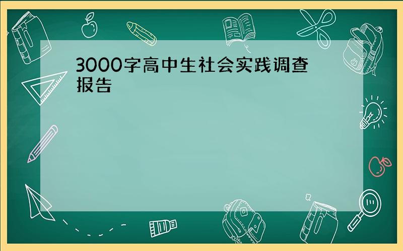 3000字高中生社会实践调查报告