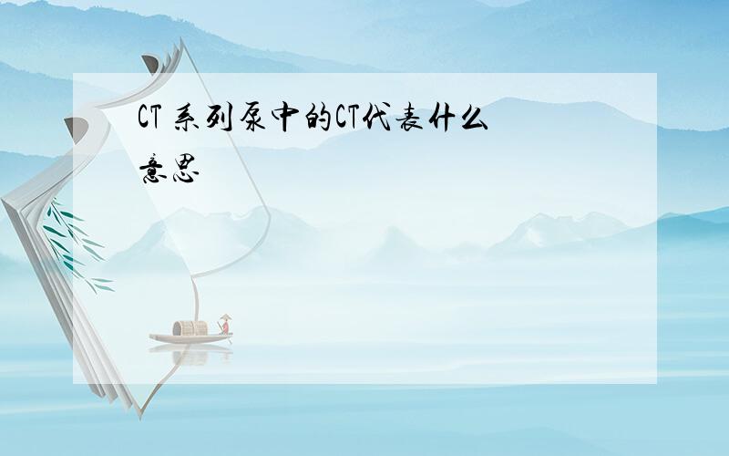 CT 系列泵中的CT代表什么意思