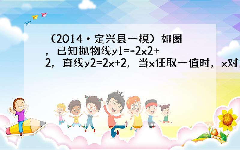 （2014•定兴县一模）如图，已知抛物线y1=-2x2+2，直线y2=2x+2，当x任取一值时，x对应的函数值分别为y1