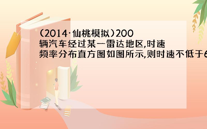 (2014·仙桃模拟)200辆汽车经过某一雷达地区,时速频率分布直方图如图所示,则时速不低于60km/h的汽车数量为(