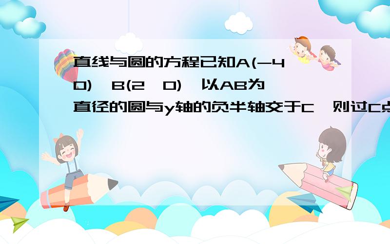 直线与圆的方程已知A(-4,0),B(2,0),以AB为直径的圆与y轴的负半轴交于C,则过C点的圆的切线方程