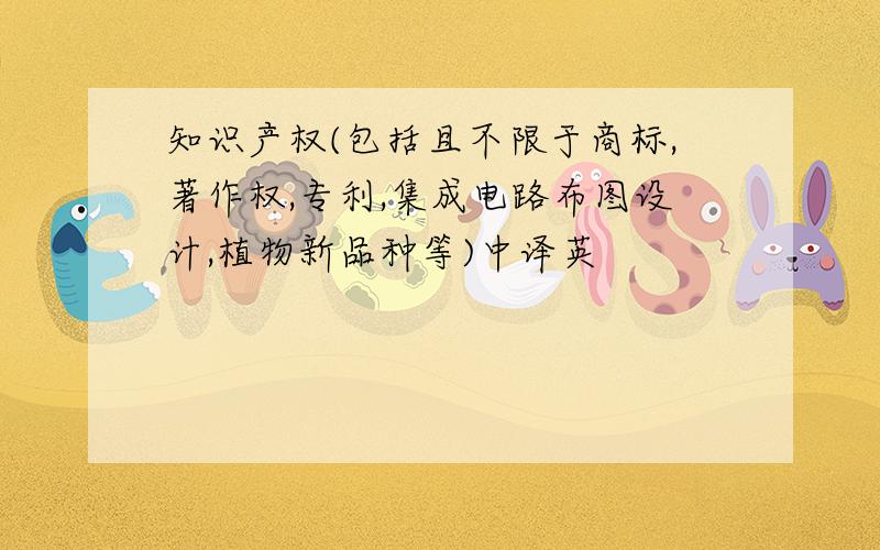 知识产权(包括且不限于商标,著作权,专利,集成电路布图设计,植物新品种等)中译英