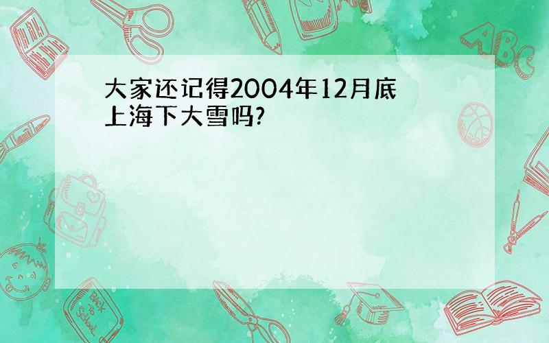 大家还记得2004年12月底上海下大雪吗?