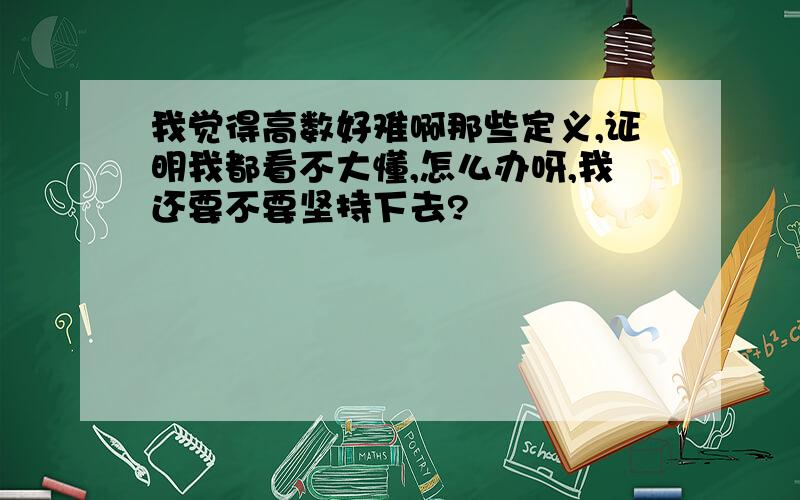 我觉得高数好难啊那些定义,证明我都看不大懂,怎么办呀,我还要不要坚持下去?