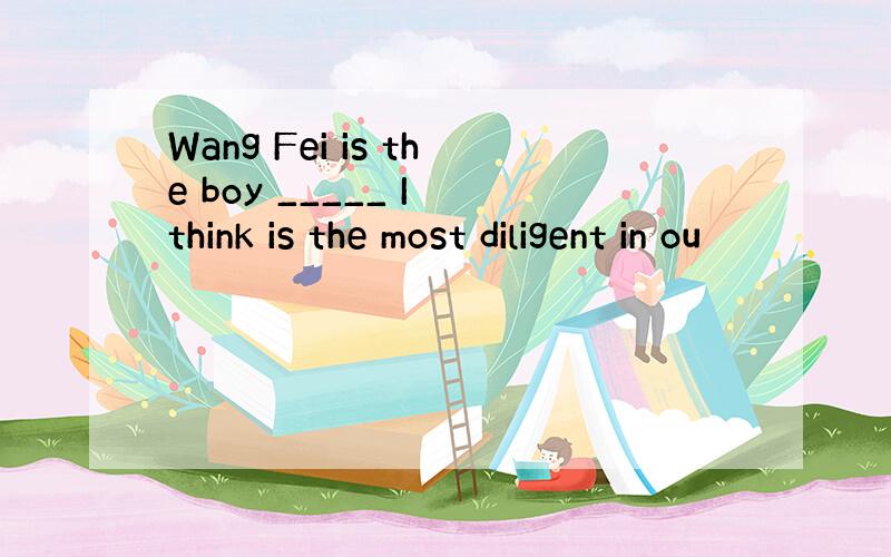 Wang Fei is the boy _____ I think is the most diligent in ou