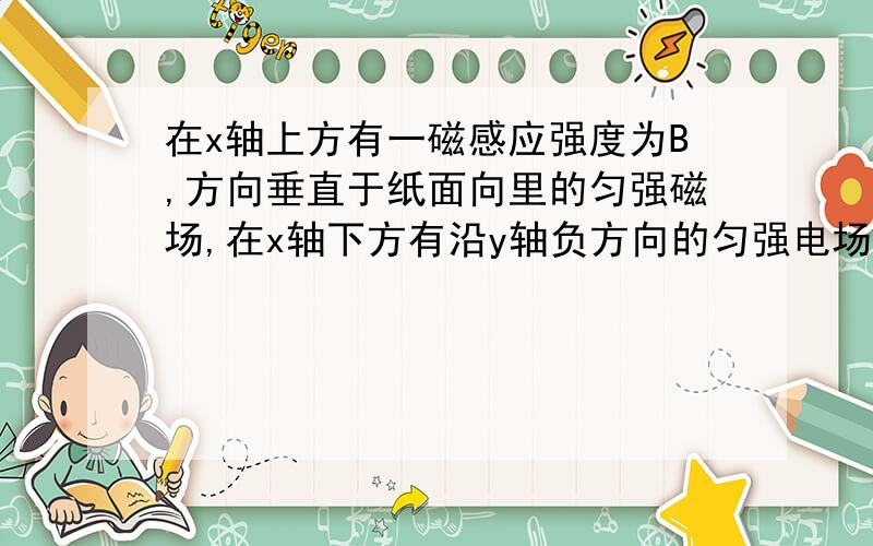 在x轴上方有一磁感应强度为B,方向垂直于纸面向里的匀强磁场,在x轴下方有沿y轴负方向的匀强电场,场强E,质量m电量-q的