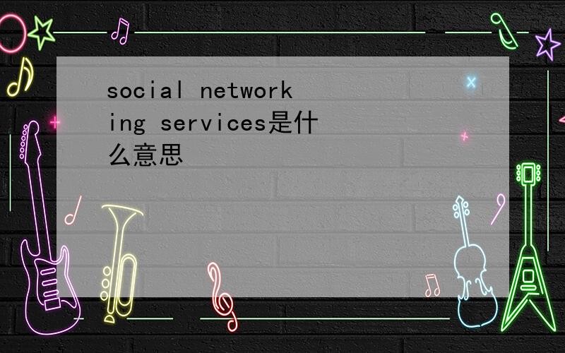 social networking services是什么意思