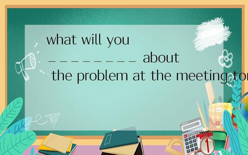 what will you ________ about the problem at the meeting tomo