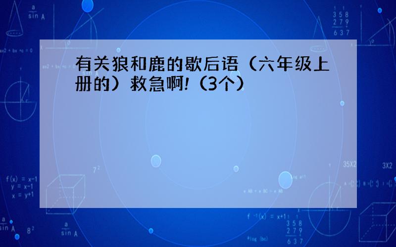 有关狼和鹿的歇后语（六年级上册的）救急啊!（3个）