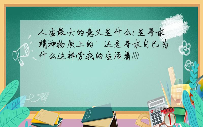 人生最大的意义是什么!是寻求精神物质上的’还是寻求自已为什么这样劳我的生活着////