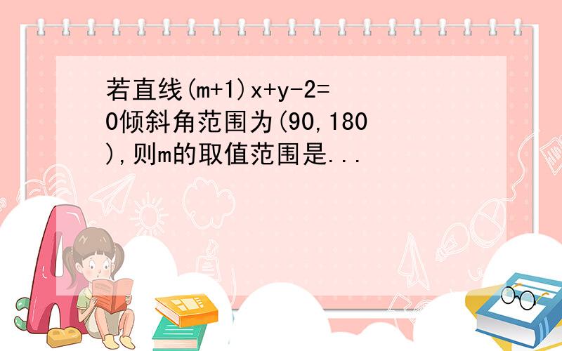 若直线(m+1)x+y-2=0倾斜角范围为(90,180),则m的取值范围是...