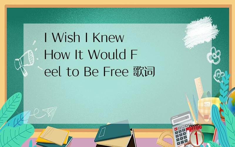 I Wish I Knew How It Would Feel to Be Free 歌词