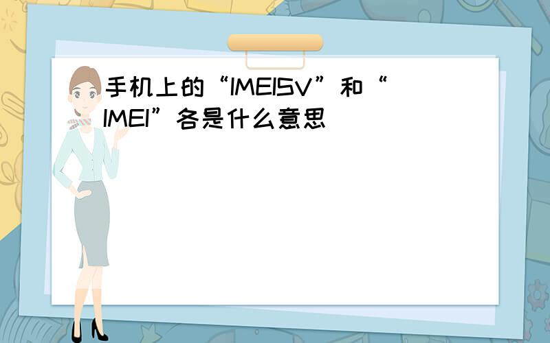 手机上的“IMEISV”和“IMEI”各是什么意思