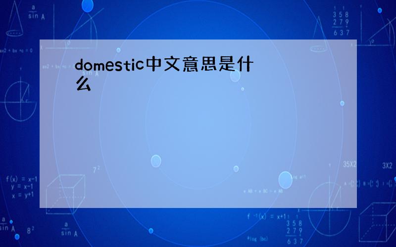 domestic中文意思是什么