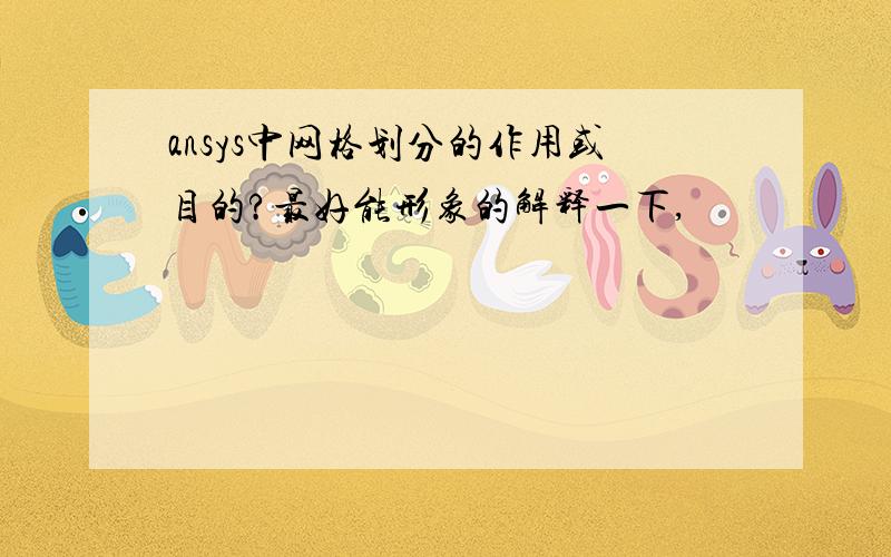 ansys中网格划分的作用或目的?最好能形象的解释一下,