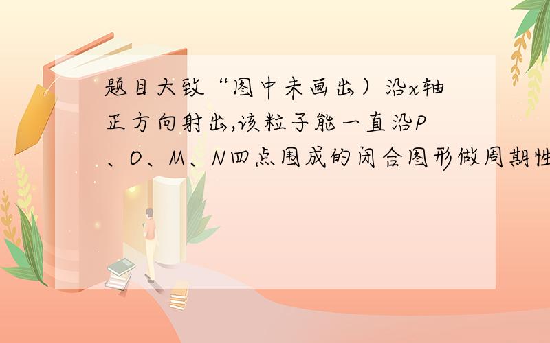 题目大致“图中未画出）沿x轴正方向射出,该粒子能一直沿P、O、M、N四点围成的闭合图形做周期性运动,粒子重力不计.求：.