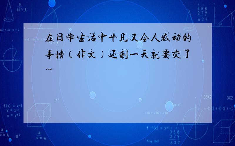 在日常生活中平凡又令人感动的事情（作文）还剩一天就要交了~