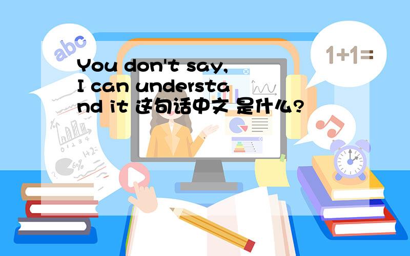 You don't say,I can understand it 这句话中文 是什么?