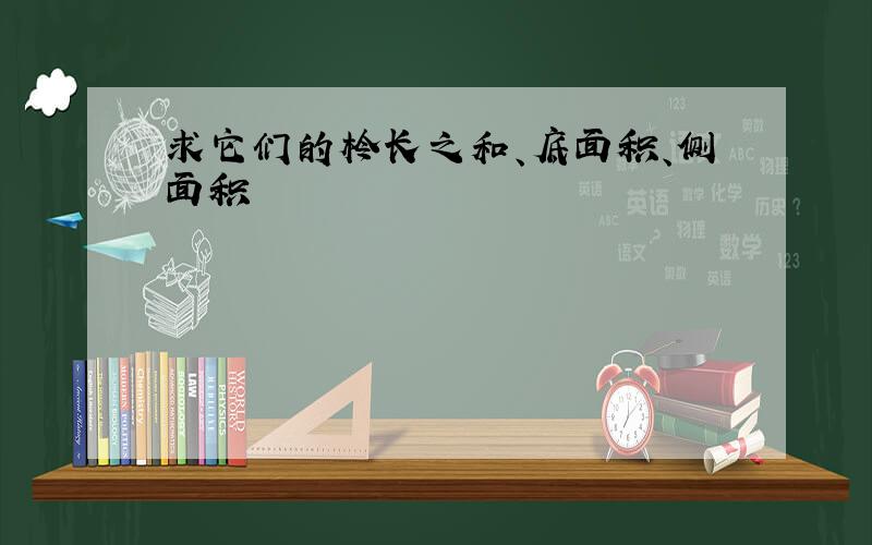 求它们的柃长之和、底面积、侧面积