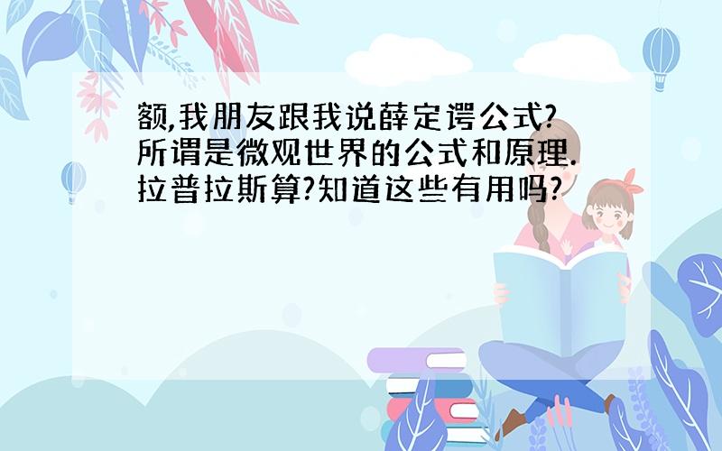 额,我朋友跟我说薛定谔公式?所谓是微观世界的公式和原理.拉普拉斯算?知道这些有用吗?