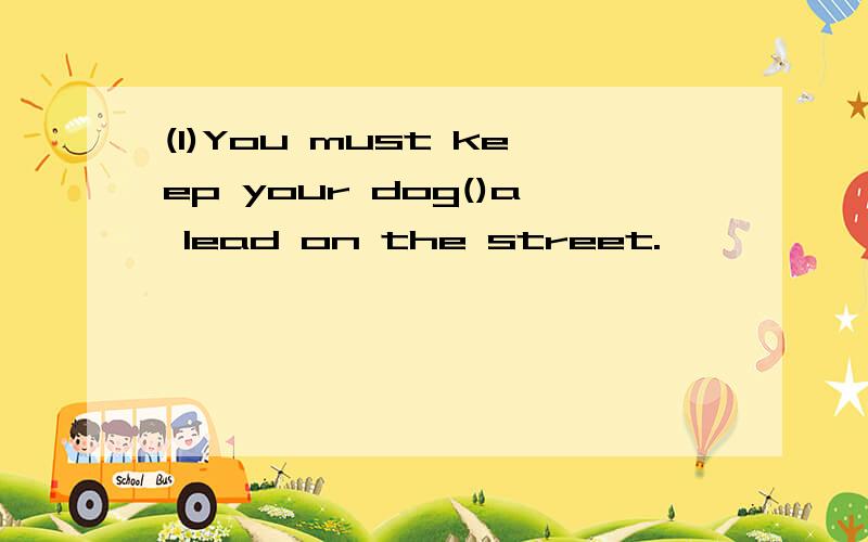 (1)You must keep your dog()a lead on the street.