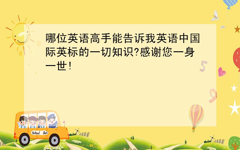 哪位英语高手能告诉我英语中国际英标的一切知识?感谢您一身一世!