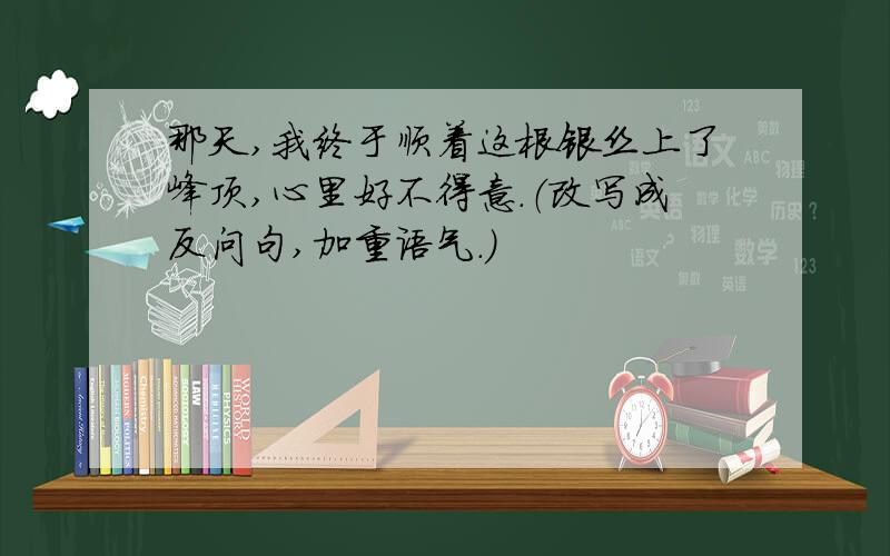 那天,我终于顺着这根银丝上了峰顶,心里好不得意.（改写成反问句,加重语气.）