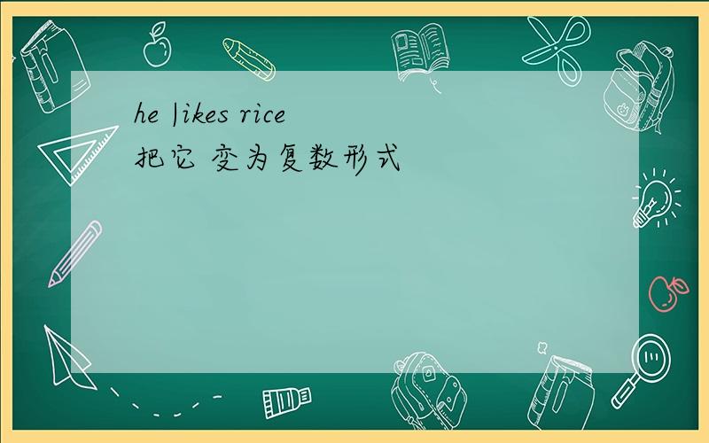 he |ikes rice 把它 变为复数形式