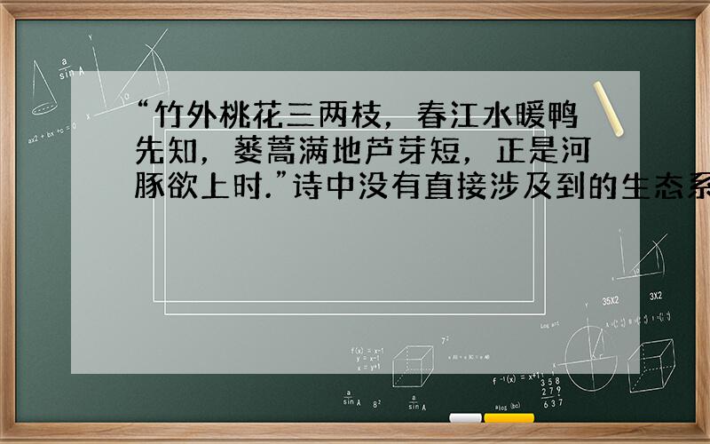 “竹外桃花三两枝，春江水暖鸭先知，蒌蒿满地芦芽短，正是河豚欲上时.”诗中没有直接涉及到的生态系统的组成成分是（　　）