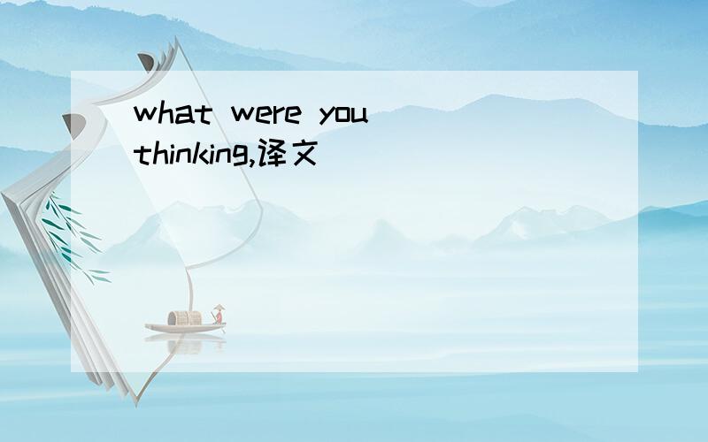 what were you thinking,译文