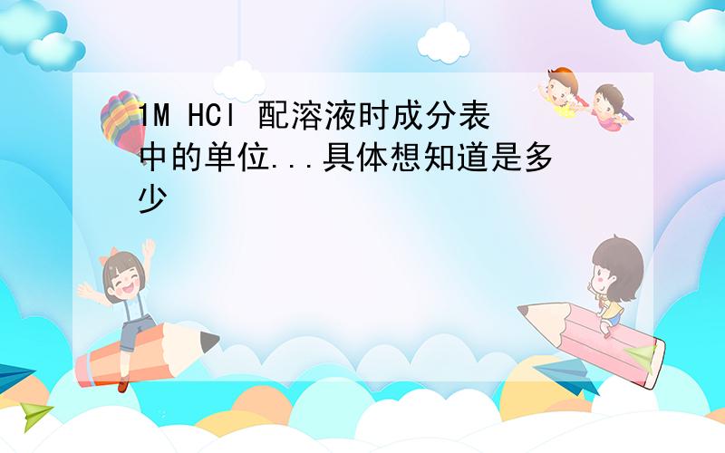 1M HCl 配溶液时成分表中的单位...具体想知道是多少