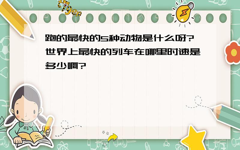 跑的最快的5种动物是什么呀?世界上最快的列车在哪里时速是多少啊?