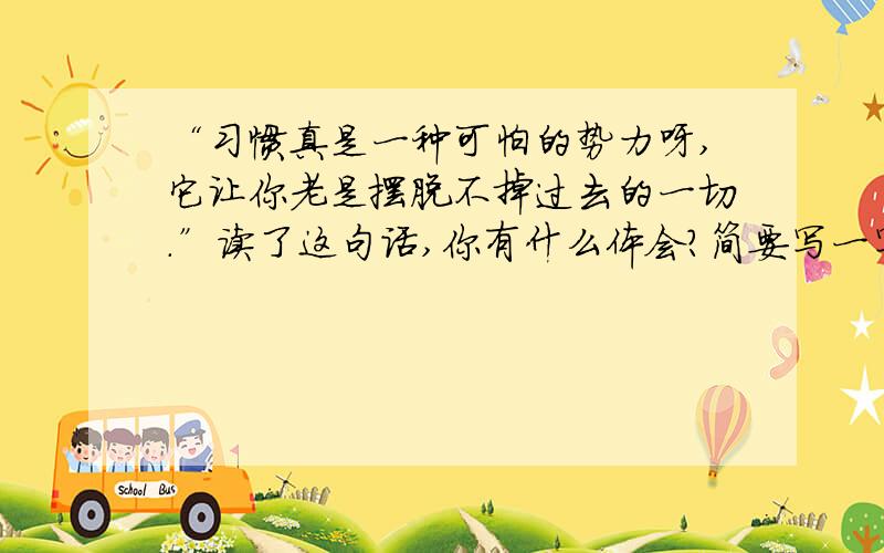 “习惯真是一种可怕的势力呀,它让你老是摆脱不掉过去的一切.”读了这句话,你有什么体会?简要写一写