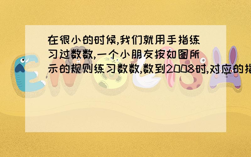 在很小的时候,我们就用手指练习过数数,一个小朋友按如图所示的规则练习数数,数到2008时,对应的指头是