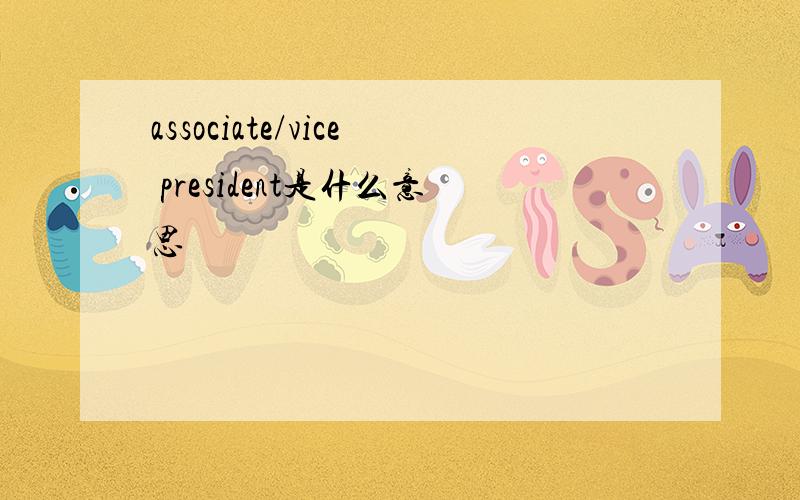 associate/vice president是什么意思