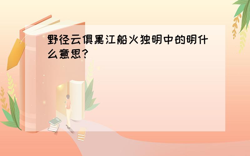 野径云俱黑江船火独明中的明什么意思?