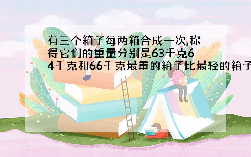 有三个箱子每两箱合成一次,称得它们的重量分别是63千克64千克和66千克最重的箱子比最轻的箱子重【 】千克