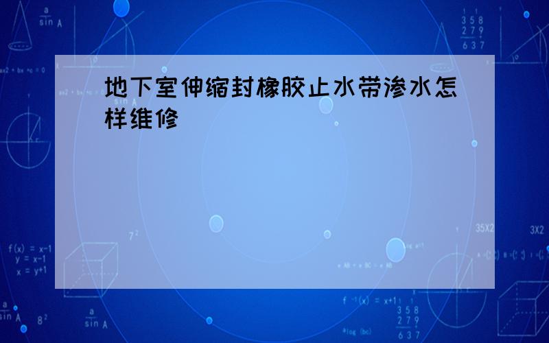 地下室伸缩封橡胶止水带渗水怎样维修