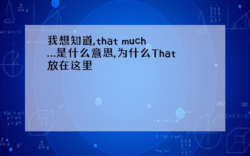 我想知道,that much…是什么意思,为什么That放在这里